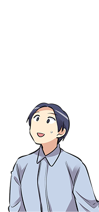 上を向く黒髪の男性